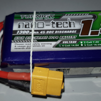 turnigy nano tech 4s 45   90cmah lipo with xt60 connector front