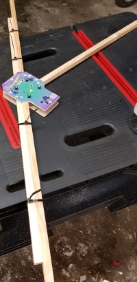 07   spare piece of wood attached to opposite spars to ensure correct alignment when drilling holes